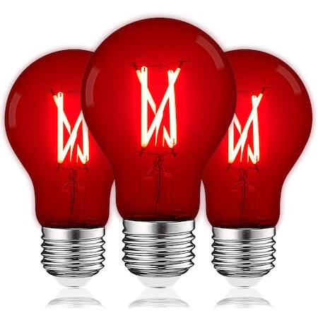 Luxrite A19 LED Edison Red Light Bulbs 4.5W 60W Equivalent Clear Glass E26 Base, 3PK LR21720-3PK